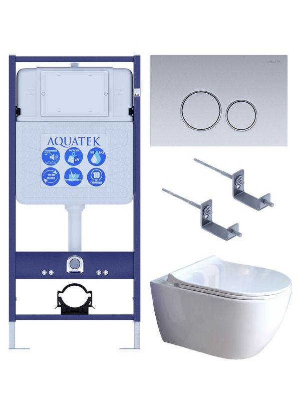 Комплект инсталляции с  подвесным унитазом и клавишей Aquatek SET AQUATEK ПОЛАРИС-01-019 4в1