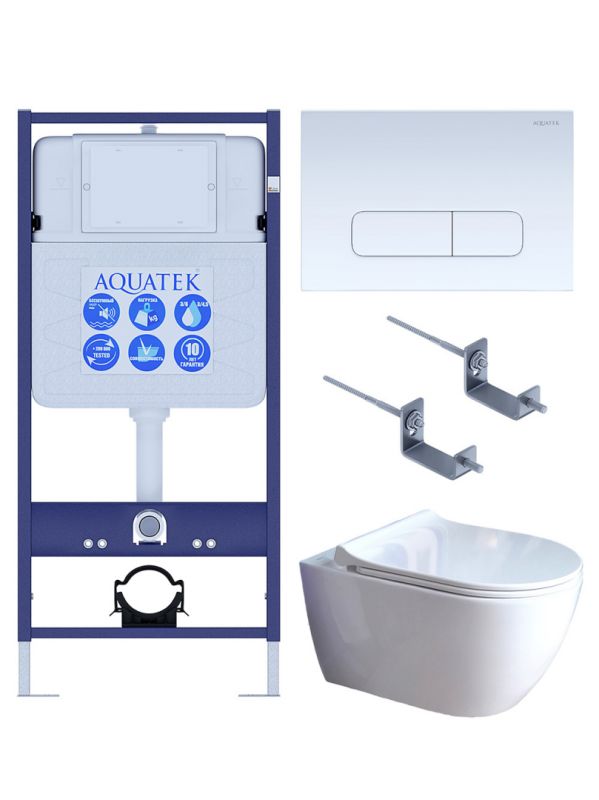 Комплект инсталляции с  подвесным унитазом и клавишей Aquatek SET AQUATEK ПОЛАРИС-01-013 4в1