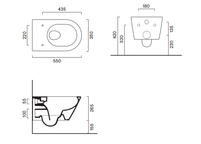 Безободковый подвесной унитаз Catalano Zero 111550001 55х35 см ФОТО