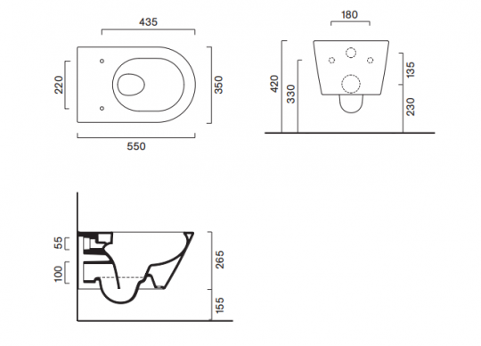 Безободковый подвесной унитаз Catalano Zero 111550001 55х35 см схема 6 Безободковый подвесной унитаз Catalano Zero 111550001 55х35 см схема 6