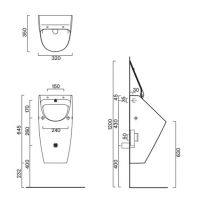 Писсуар подвесной  Catalano Comfort c отв. под крышку Rimless 64x32 см схема 4
