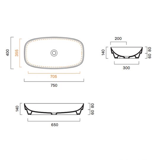 Раковина встраиваемая Catalano GREEN 424600001 60x38х14 см схема 8