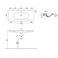 Раковина встраиваемая/подвесная Catalano Alvea 621210001 120x46 см покрытие Cataglaze+ цвет белый глянцевый схема 3