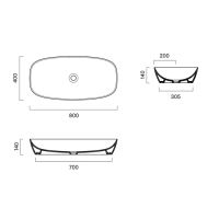 Раковина накладная Catalano Alvea 80x40 см без отв. под смеситель покрытие Cataglaze+ схема 10