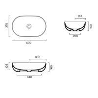 Раковина накладная Catalano SFERA 522610001 60x37х16 см без отв. под смеситель покрытие Cataglaze+ схема 10
