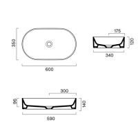 Раковина настольная Catalano Zero 122600001 60х35 см без отв. под смеситель покрытие Cataglaze+ схема 6