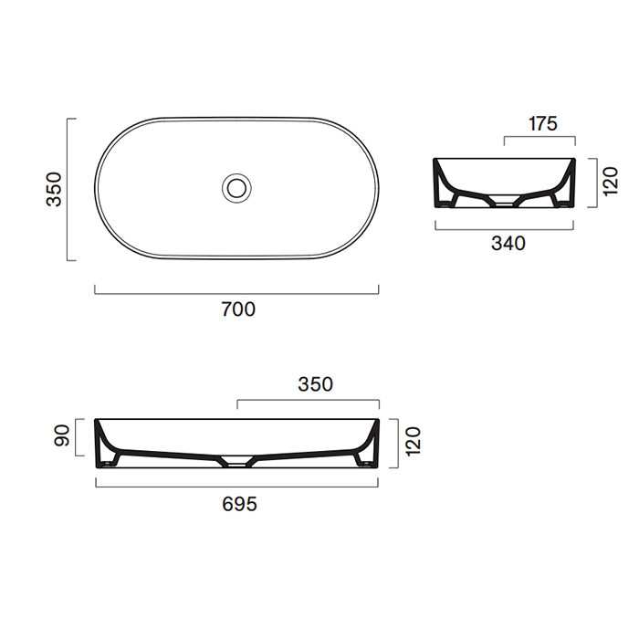 Раковина настольная Catalano Zero 122700001 70x35 см ФОТО