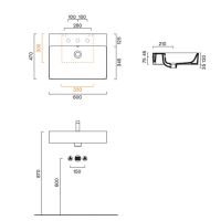 Раковина подвесная Catalano PREMIUM 60x47 см покрытие Cataglaze+ схема 7