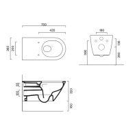 Унитаз подвесной Catalano Comfort 911700001 70x37 см безободковый смыв Tornado покрытие Cataglaze+ цвет белый глянцевый 911700001 схема 2