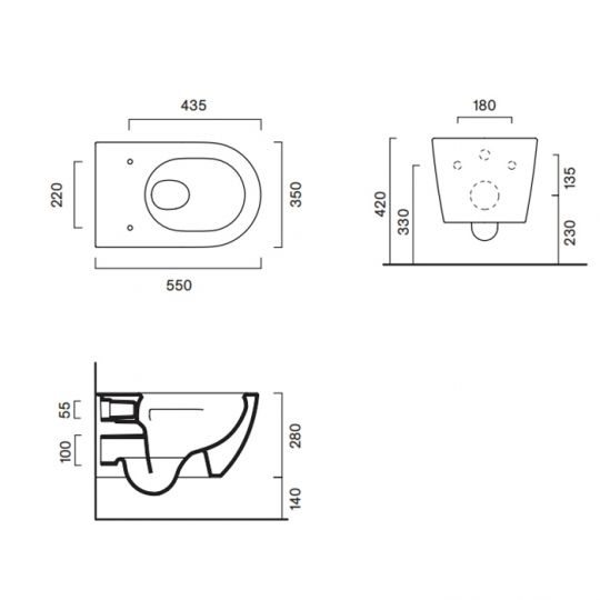 Унитаз подвесной безободковый Catalano SFERA 511550001 55x35 см смыв Tornado покрытие Cataglaze+ без крепежа схема 10 Унитаз подвесной безободковый Catalano SFERA 511550001 55x35 см смыв Tornado покрытие Cataglaze+ без крепежа схема 10