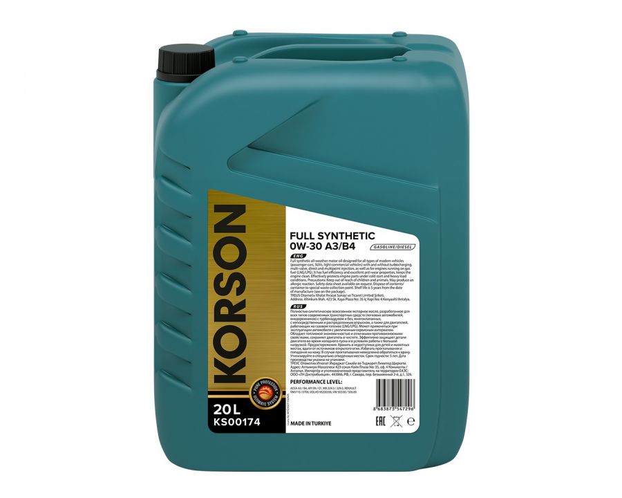 Korson Full Synthetic 0W⁠-⁠30 A3/B4, 20л