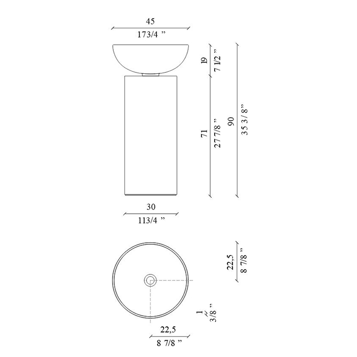 Раковина напольная NOORTH Milldue edition SABA 45 45х45x90 см слив в пол, цвет Nero (цемент чёрный матовый) ФОТО