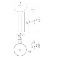 Раковина напольная NOORTH Milldue edition SABA 45 45х45x90 см слив в стену, цвет цемент схема 2