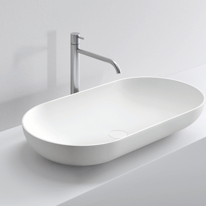 Изображение Раковина накладная NOORTH Milldue edition BLEND 81 81х42х13 см из CRISTALPLANT цвет белый матовый