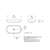 Раковина накладная NOORTH Milldue edition BLEND 81 81х42х13 см из CRISTALPLANT цвет белый матовый схема 2