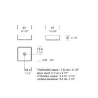 Раковина накладная NOORTH Milldue edition BASIC Q37 37х37х13 см квадратная из CERAMILUX цвет белый матовый схема 2