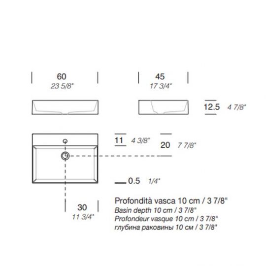 Раковина накладная NOORTH Milldue edition KID 60 60х45х12,5 см из керамики цвет белый глянцевый схема 2