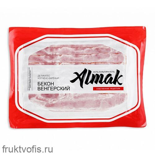 Бекон (нарезка) Венгерский варено-копченый (вакуп) 400г  МК «Альмак»