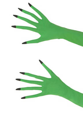 Перчатки длинные Ведьма зеленые