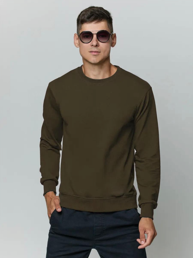 Лонгслив мужской футер двухнитка, Арт. 810 [хаки]