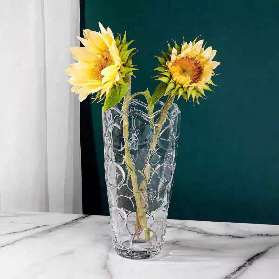 Ваза стеклянная D14 * H30 * BD9 см, прозрачная