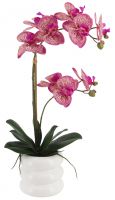 Искусственная орхидея в керамическом горшке, высота 51 см, цвет фуксия, количество соцветий 2