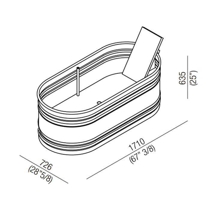Овальная отдельностоящая ванна Agape Vieques AVAS0911ZZI со спинкой 171x72,6 см ФОТО