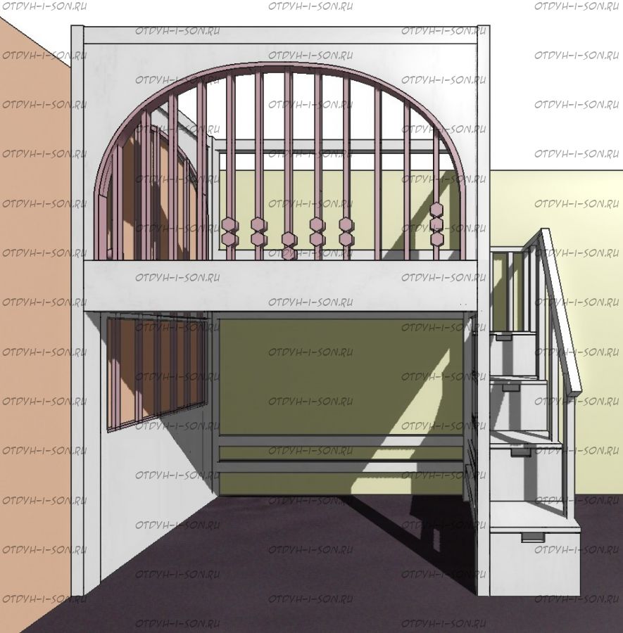 Кровать-чердак Домик Fairy Land Sky Santana №78, Массив