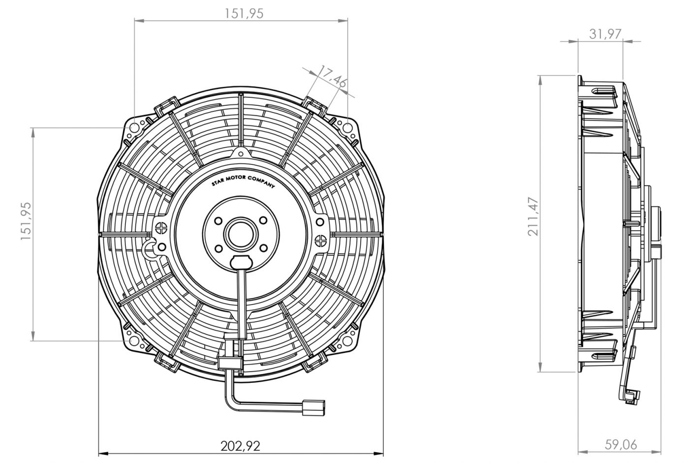 STR200 ОСЕВОЙ ВЕНТИЛЯТОР 8" ДЮЙМОВ 80 ВАТТ 12 ВОЛЬТ PULL / ВСАСЫВАЮЩИЙ