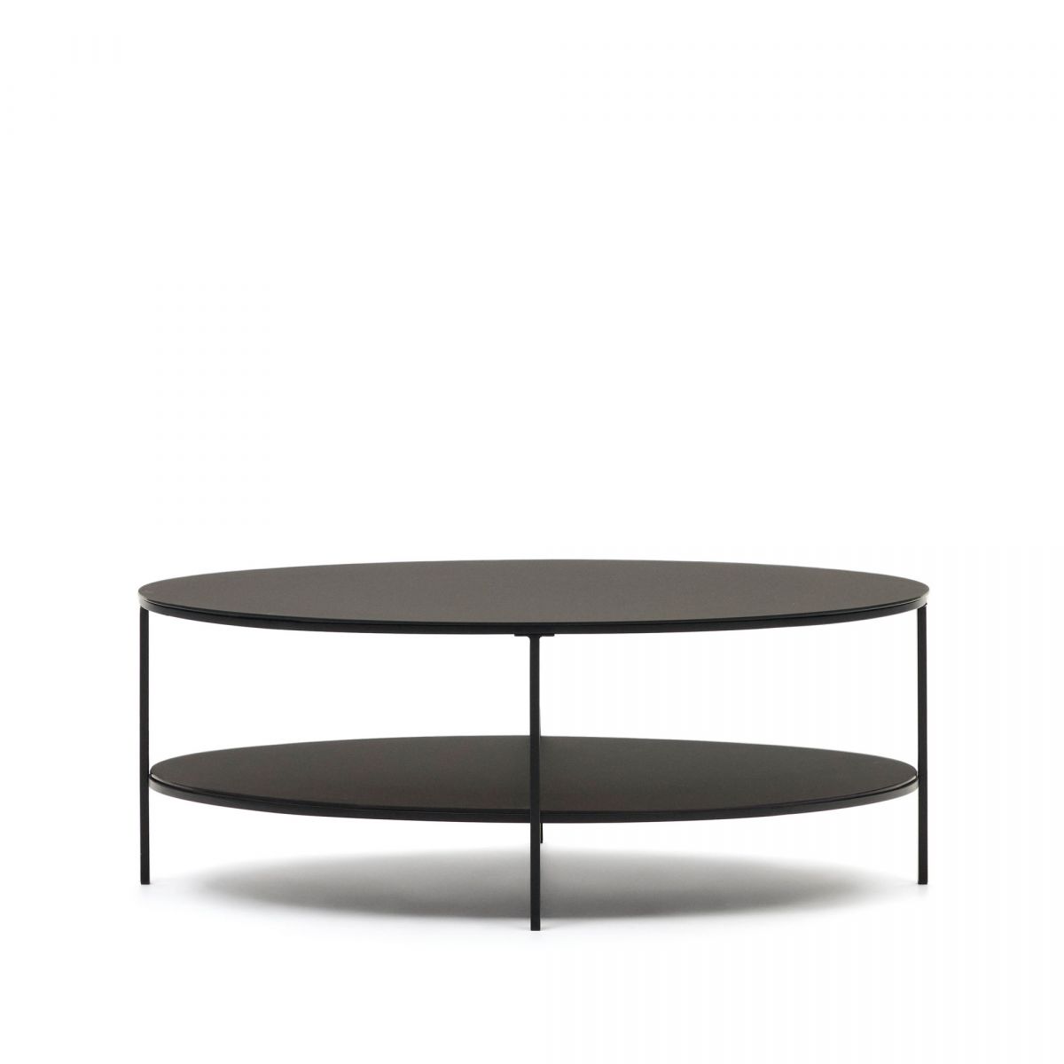 Fideia Кофейный столик из закаленного стекла и металла с матовой черной отделкой  110 x 65 см Fideia Кофейный столик из закаленного стекла и металла с матовой черной отделкой  110 x 65 см