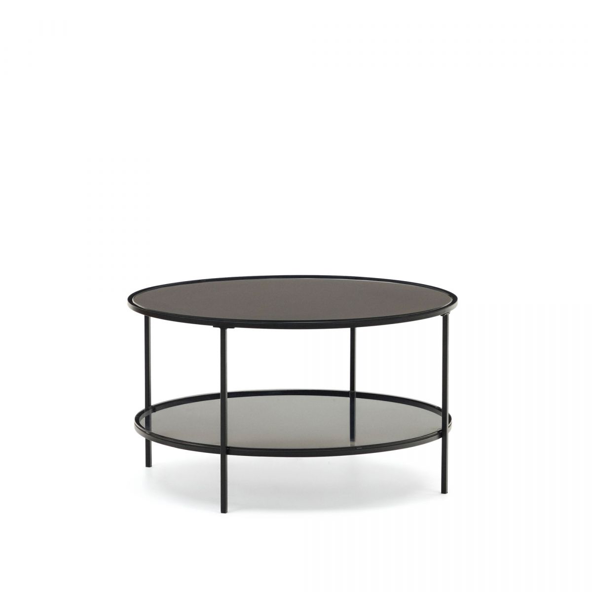 Gilda Журнальный столик из закаленного стекла и металла с матовой черной отделкой  80 см