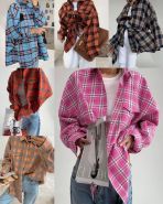 Байковая рубашка для беременных клетка, цвета в ассортименте