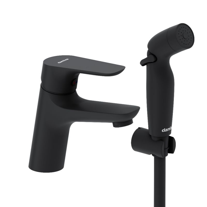 Смеситель для раковины с гигиеническим душем Damixa Jupiter черный, 770300300