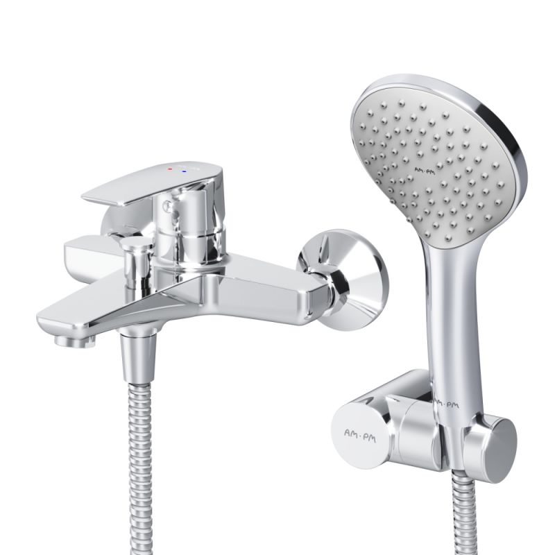 Смеситель для ванны и душа с душевым набором AM.PM Gem F90A15000, хром