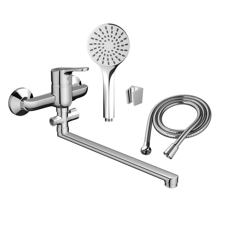 Смеситель для ванны и душа с универсальным изливом и душевым набором Dorff Norma D1095000