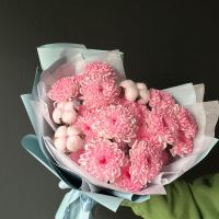 Букет "Мари"/хризантемы/хлопок