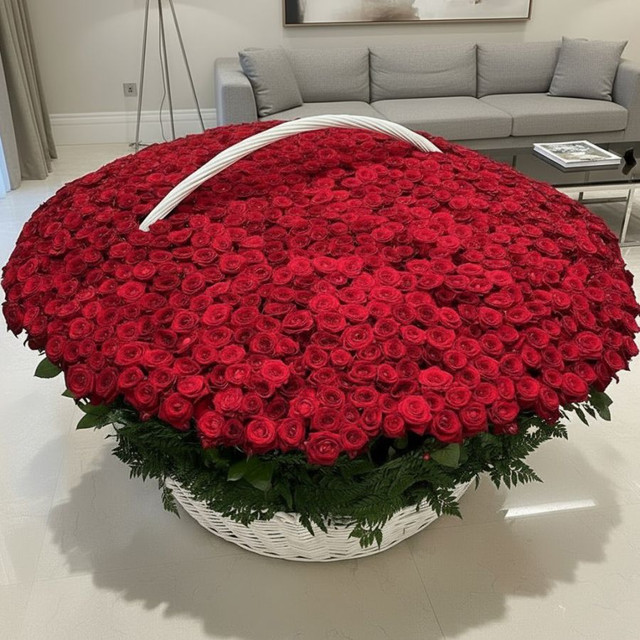 1001 роза в корзине (Красная)