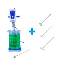 Комплект: Верхнеприводная мешалка Labdevices-20, 200 Ватт, до 20 литров, цифровой дисплей + мешальники 4 шт.