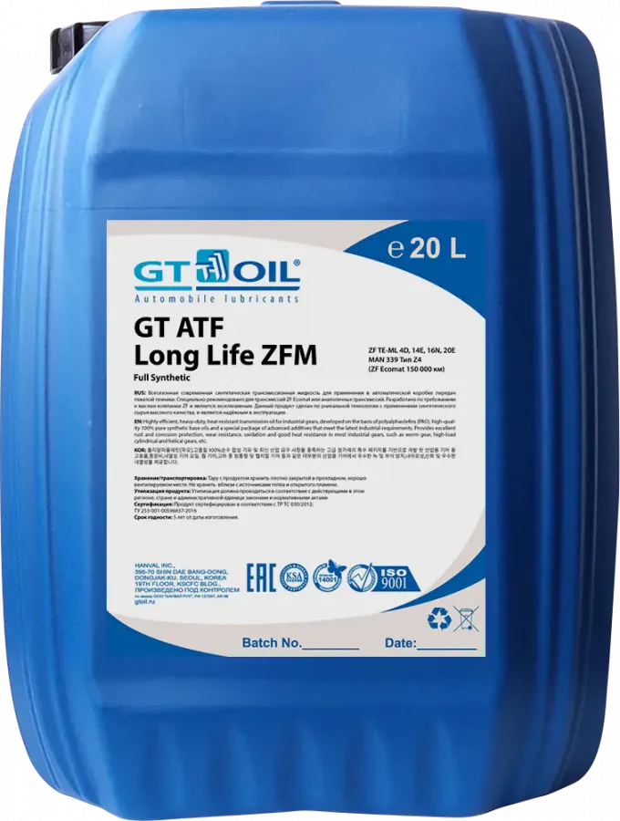 GT Oil ATF Long Life ZFM, 20л