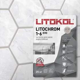 Затирочная Смесь Litokol Litochrom 1-6 Evo 25кг LE.200 Белый, Цементная для Затирки Швов Плитки от 1 до 6 мм / Литокол Литохром Эво.