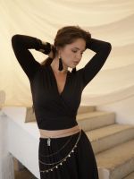 Лонгслив из кукурузы с завязками черный