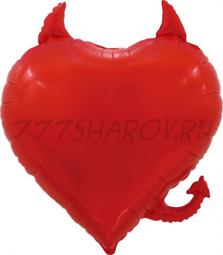 СЕРДЦЕ "ЧЕРТЕНОК" КРАСНОЕ  (30" / 76 СМ.)  С ГЕЛИЕМ.
