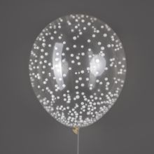 ШАР ПРОЗРАЧНЫЙ "СНЕЖНЫЙ" КРУПНЫЕ ХЛОПЬЯ КОНФЕТТИ 1 ШТ., 30 СМ.  С ГЕЛИЕМ.