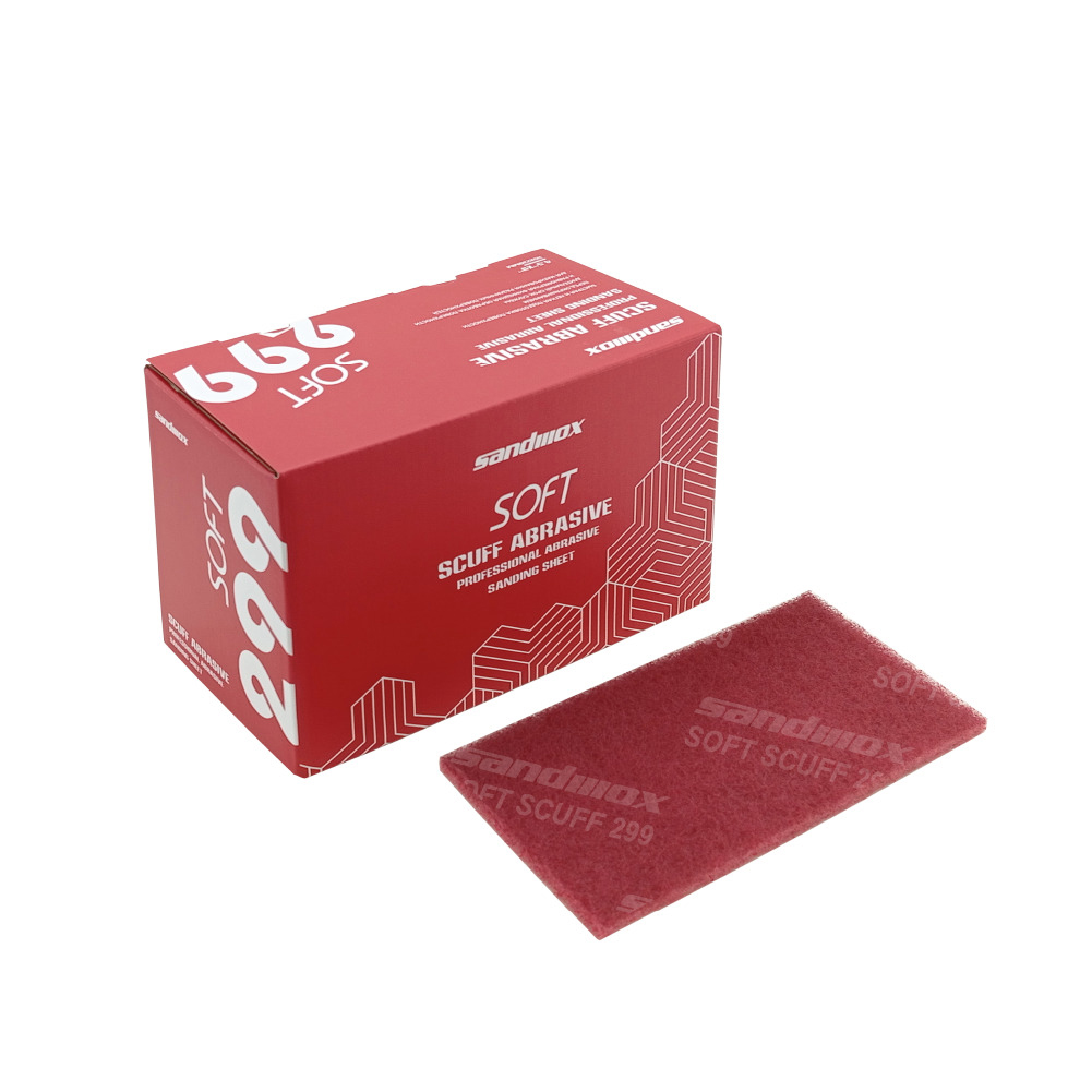 Sandwox SOFT SCUFF лист на нетканной основе, оксид алюминия, 115 x 230мм, FINE P360 (красный), в упаковке 25шт.