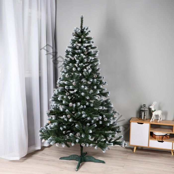 Искусственная ёлка с шишками «Таёжная элитная белоснежная», 220 см, ПВХ ветки отгибаются