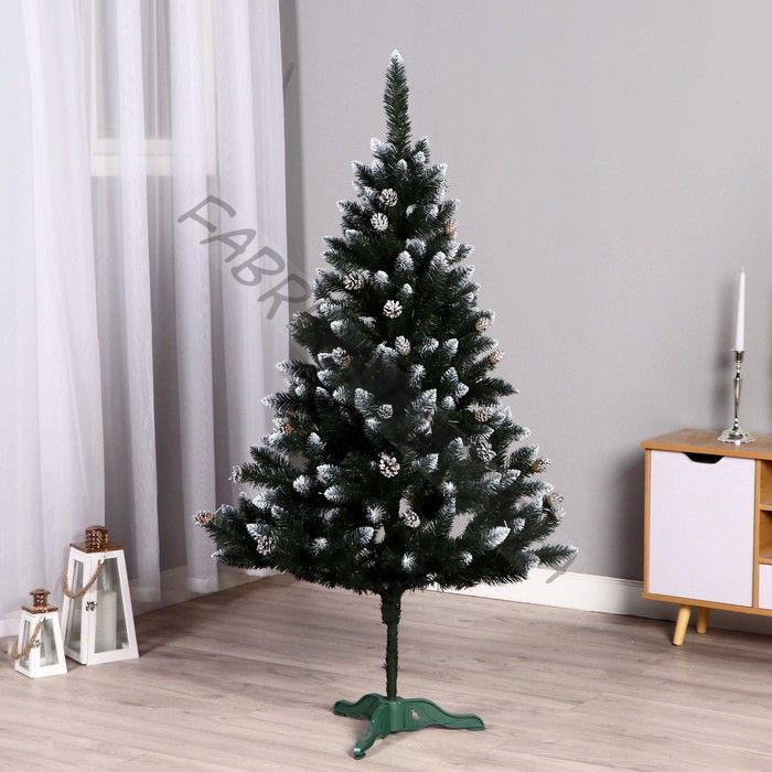 Искусственная ёлка с шишками и инеем «Рождественская сказка», 180 см, ПВХ ветки отгибаются