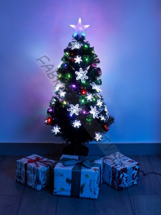 Ёлка светодиодная «Снежинки» 90 см, диаметр нижнего яруса 45 см, 80 веток, мигание, свечение мульти