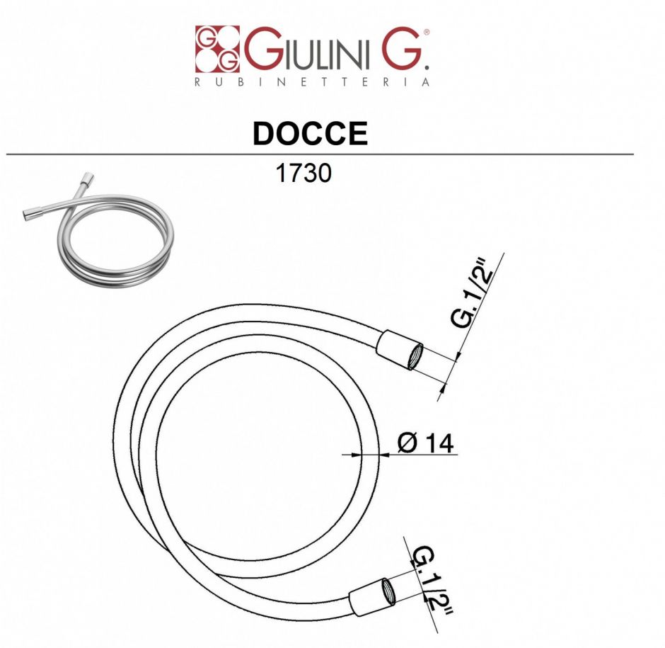 Шланг для душа Giulini Futuro F1730 150 см, PVC, защита от перекручивания ФОТО