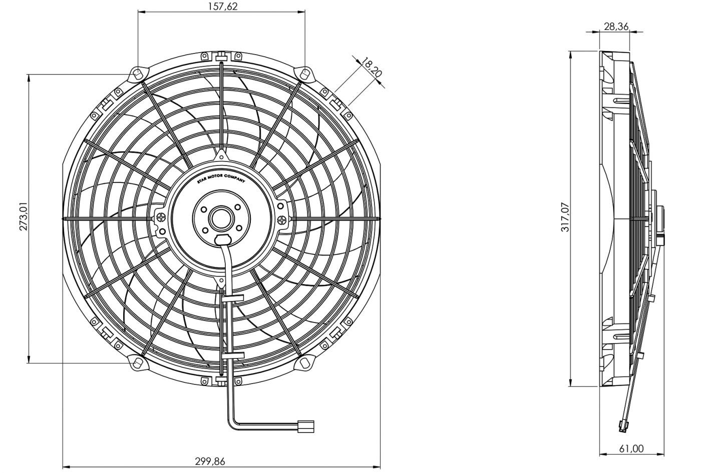 STR152 ОСЕВОЙ ВЕНТИЛЯТОР 11" ДЮЙМОВ 80 ВАТТ 24 ВОЛЬТ PUSH / ТОЛКАЮЩИЙ