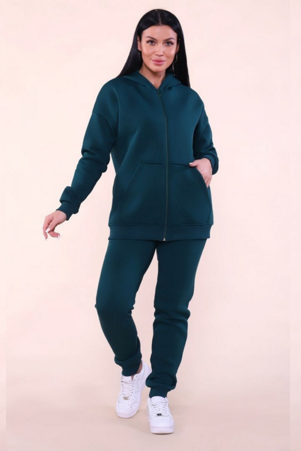 688 Костюм с начесом ZIP [изумрудный]
